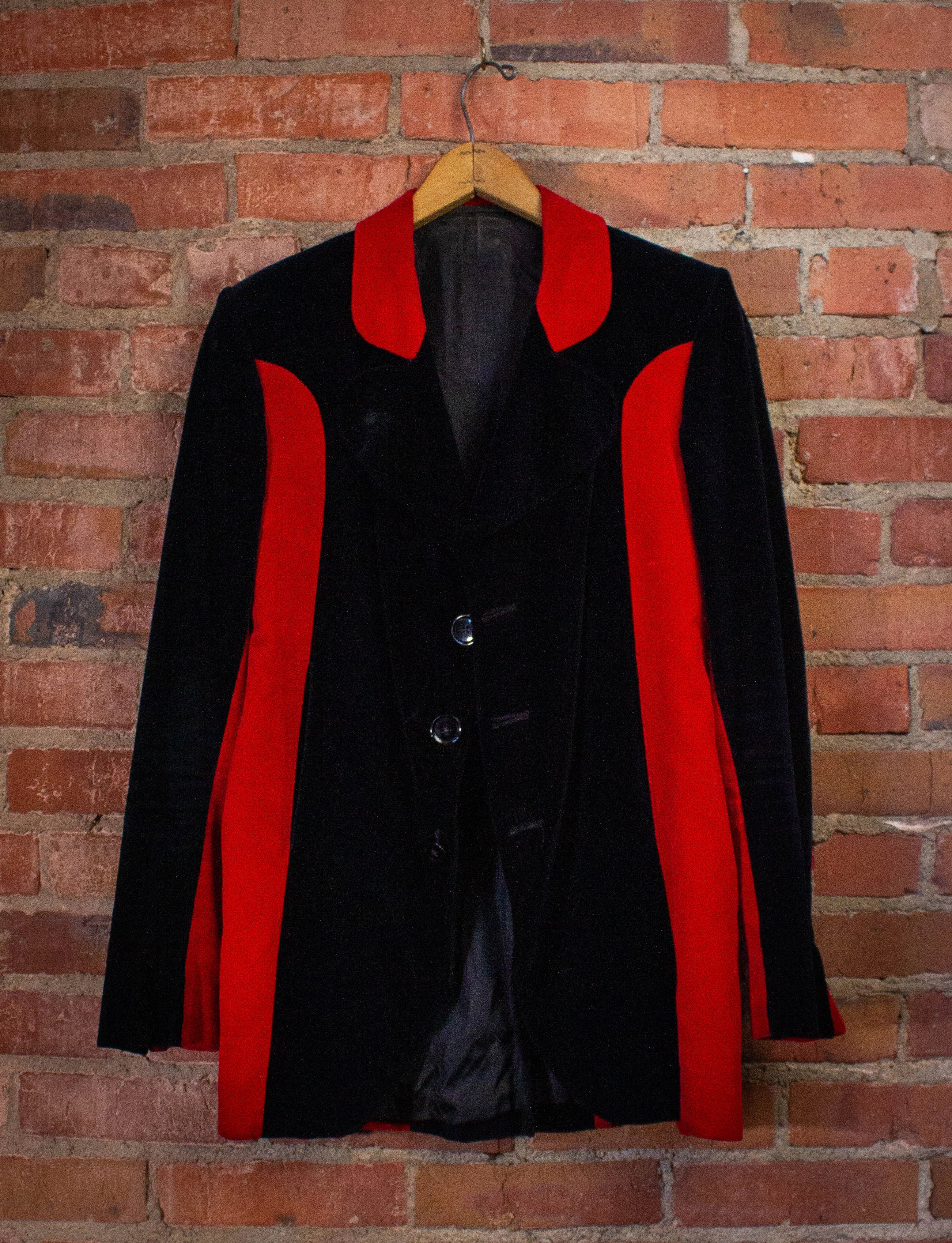 Vintage 70s Granny Takes A Trip Black and Red Velvet Suit Small