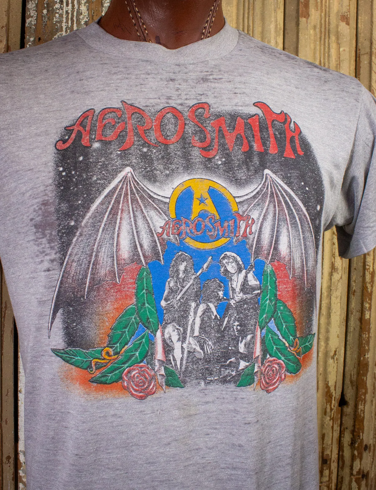 Vintage Aerosmith Back In The Saddle Tour Concert T Shirt 1984-85 Gray Large