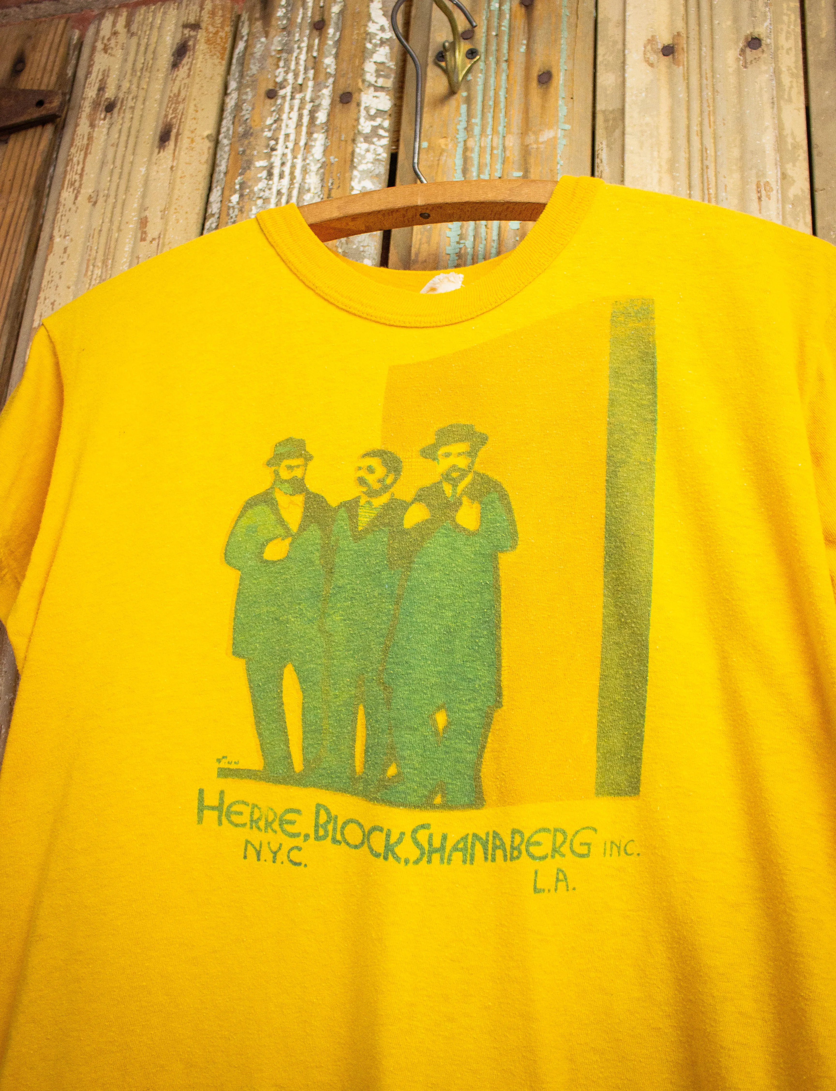 Vintage Herre, Block, Shanaberg Crew Concert T Shirt 70s Yellow Small