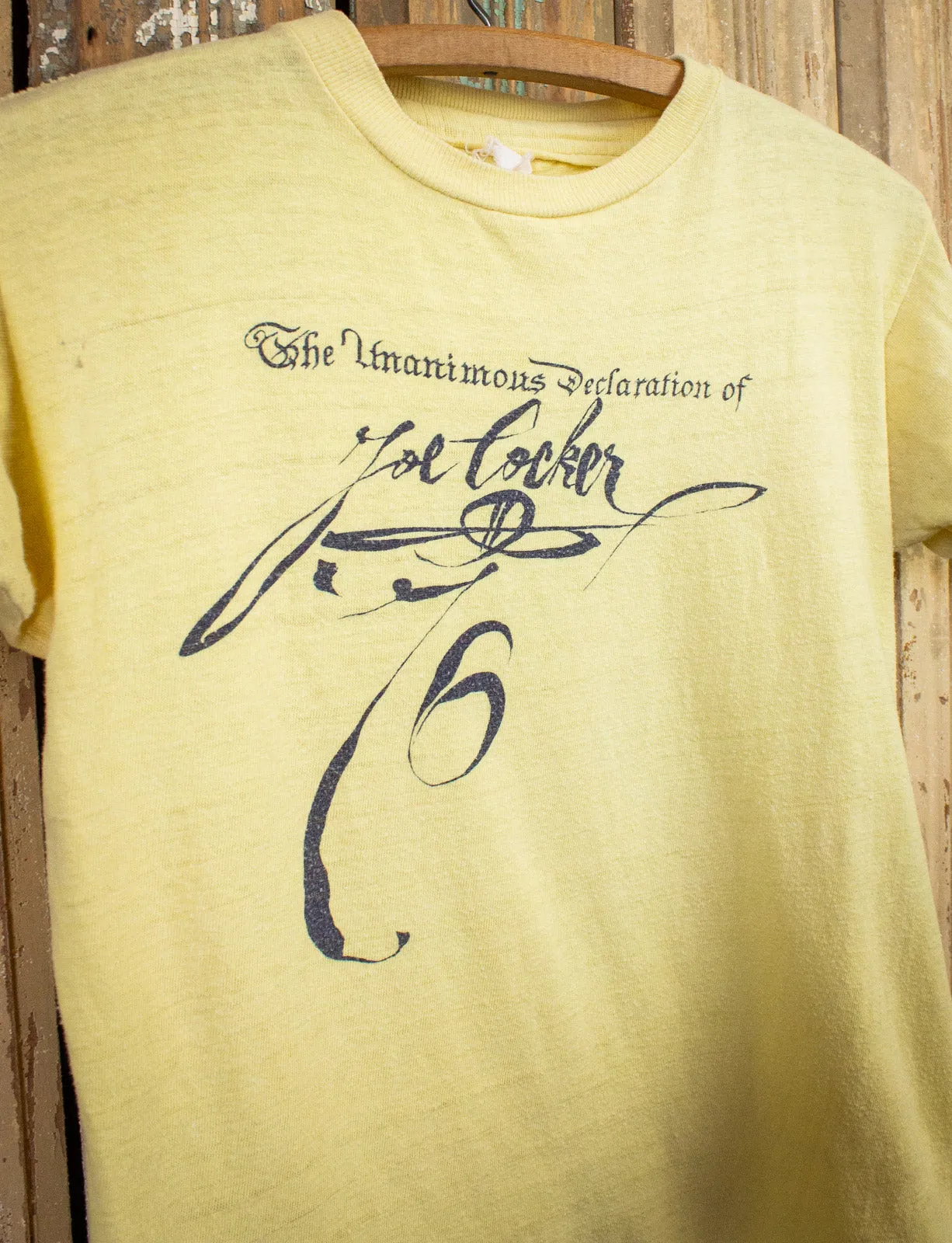 Vintage Joe Cocker Unanimous Declaration Concert T Shirt 1976 Yellow Small