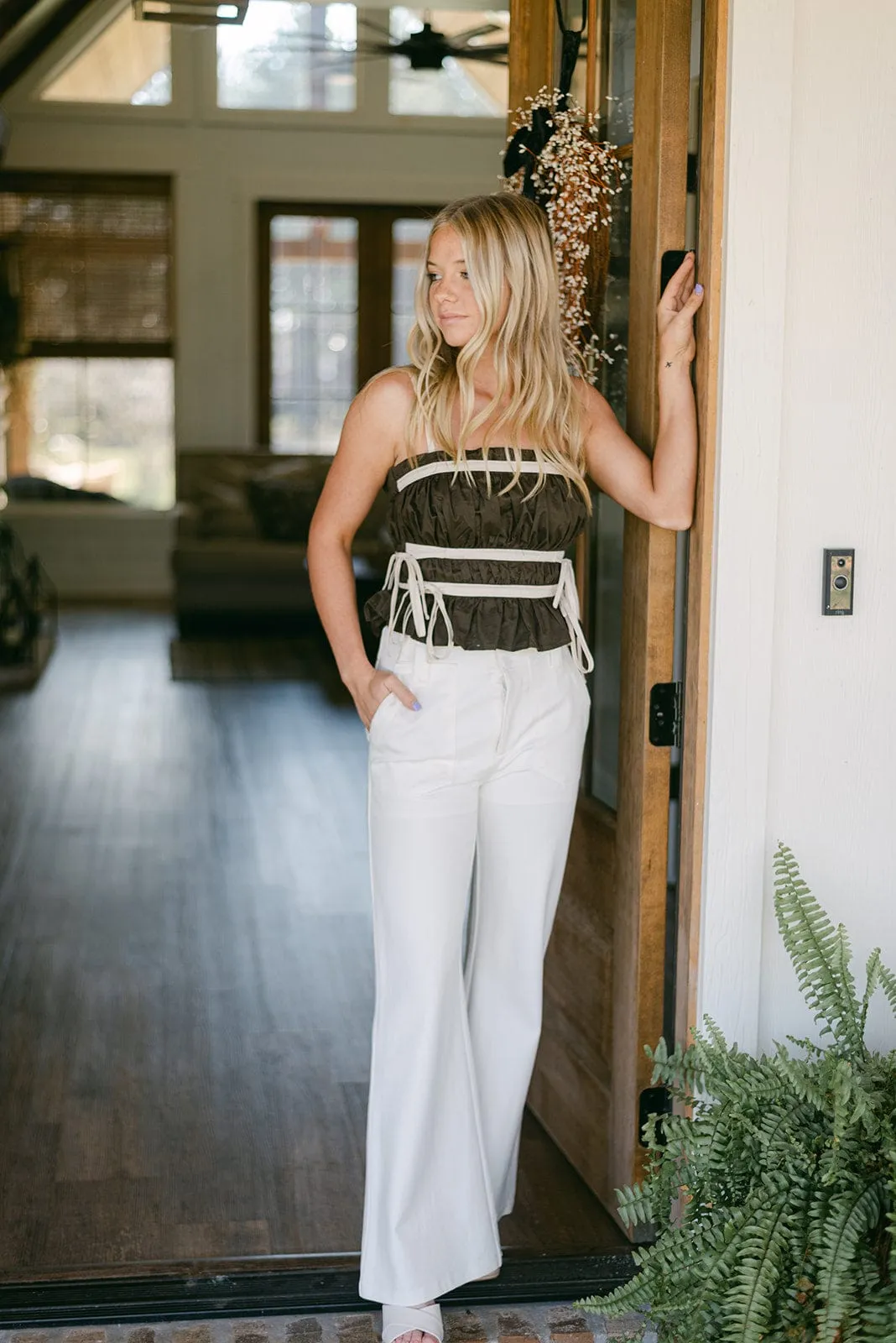 White Ponte Flare Pants