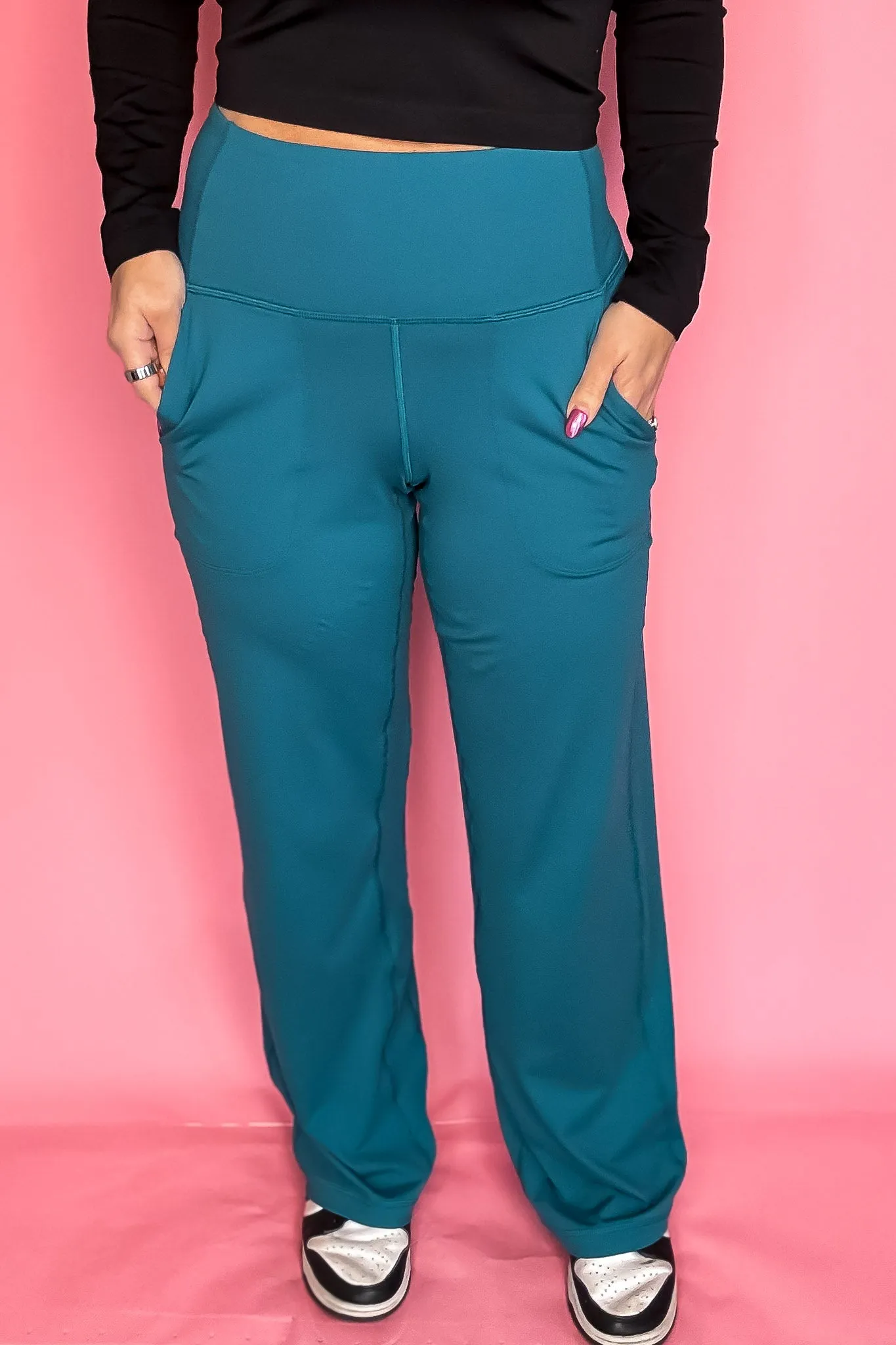 Wide Leg Ocean Depth Teal Aligned Activewear Yoga Pants