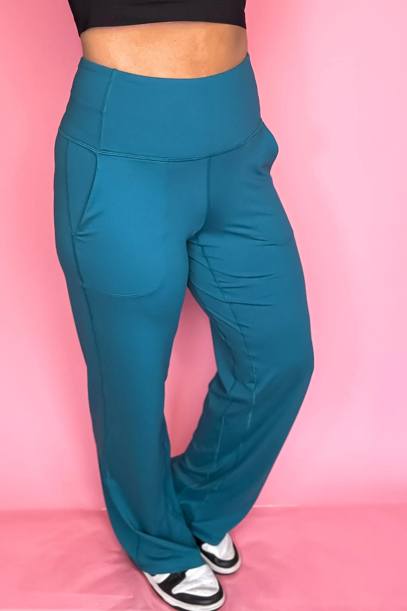 Wide Leg Ocean Depth Teal Aligned Activewear Yoga Pants