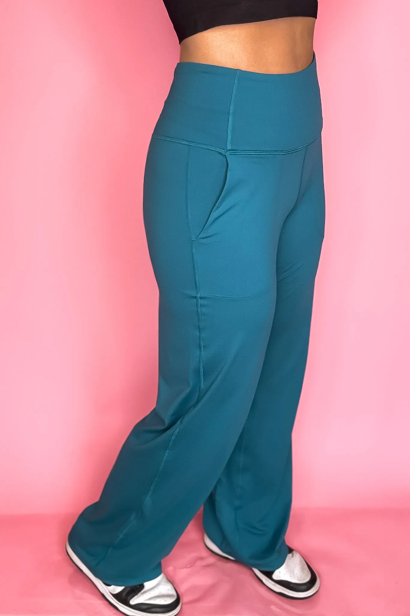 Wide Leg Ocean Depth Teal Aligned Activewear Yoga Pants