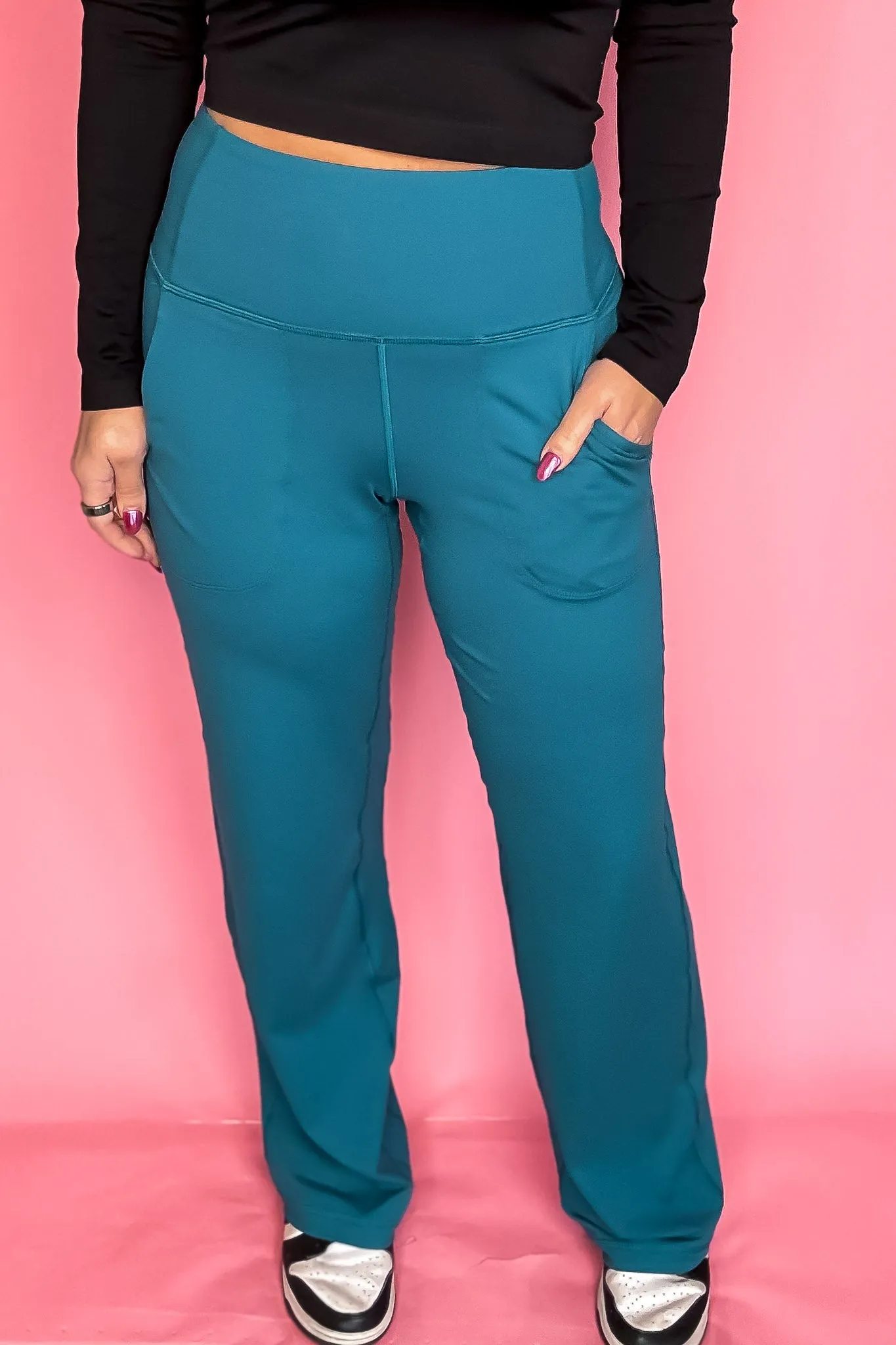 Wide Leg Ocean Depth Teal Aligned Activewear Yoga Pants