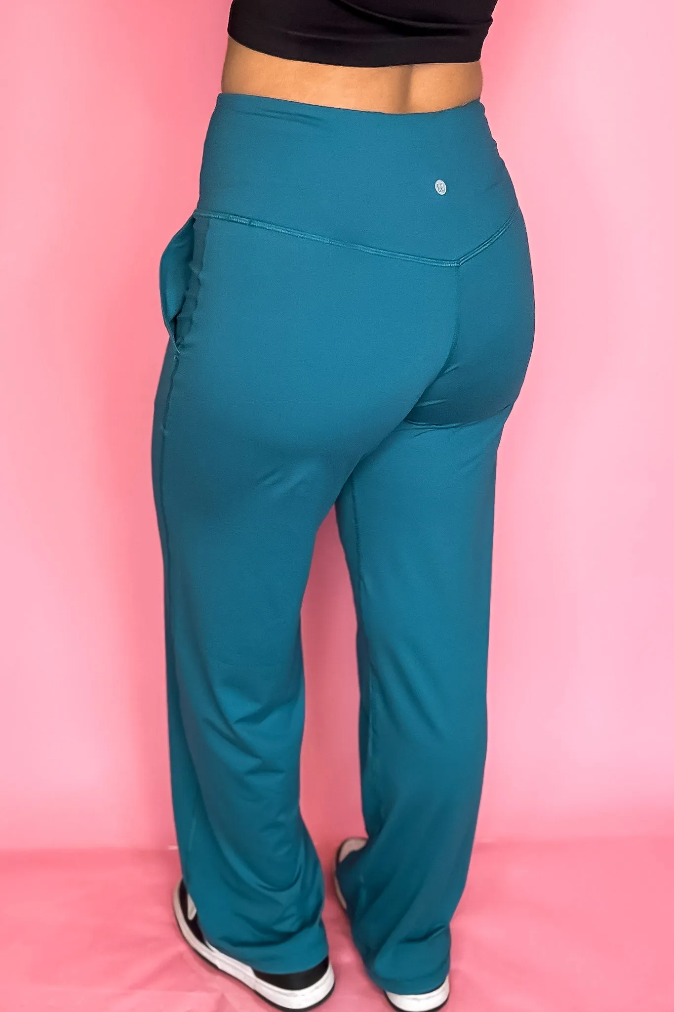 Wide Leg Ocean Depth Teal Aligned Activewear Yoga Pants