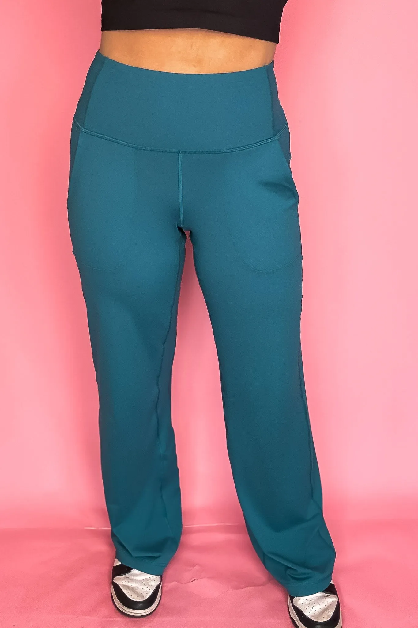 Wide Leg Ocean Depth Teal Aligned Activewear Yoga Pants