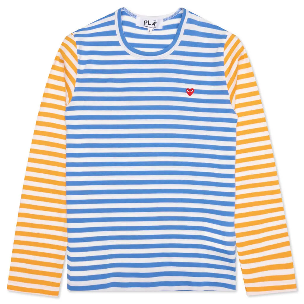 Women's Bi-Color Stripe T-Shirt - Blue/Yellow