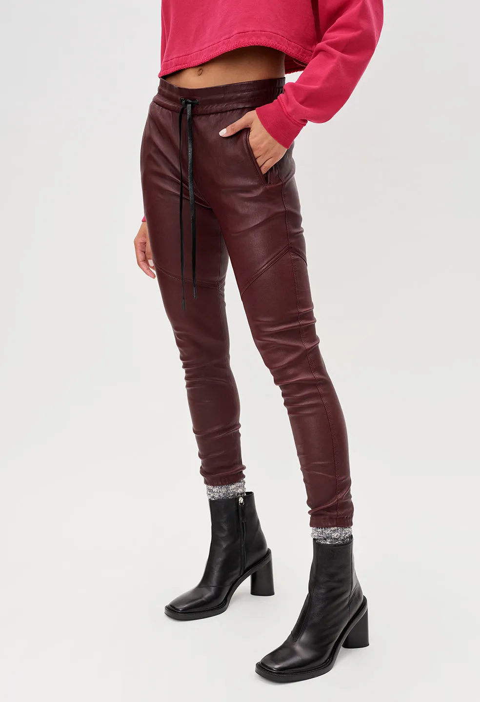 Women's Leather Escobar Pants / Bordeaux