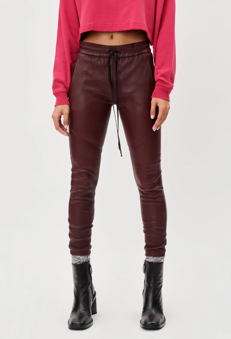 Women's Leather Escobar Pants / Bordeaux