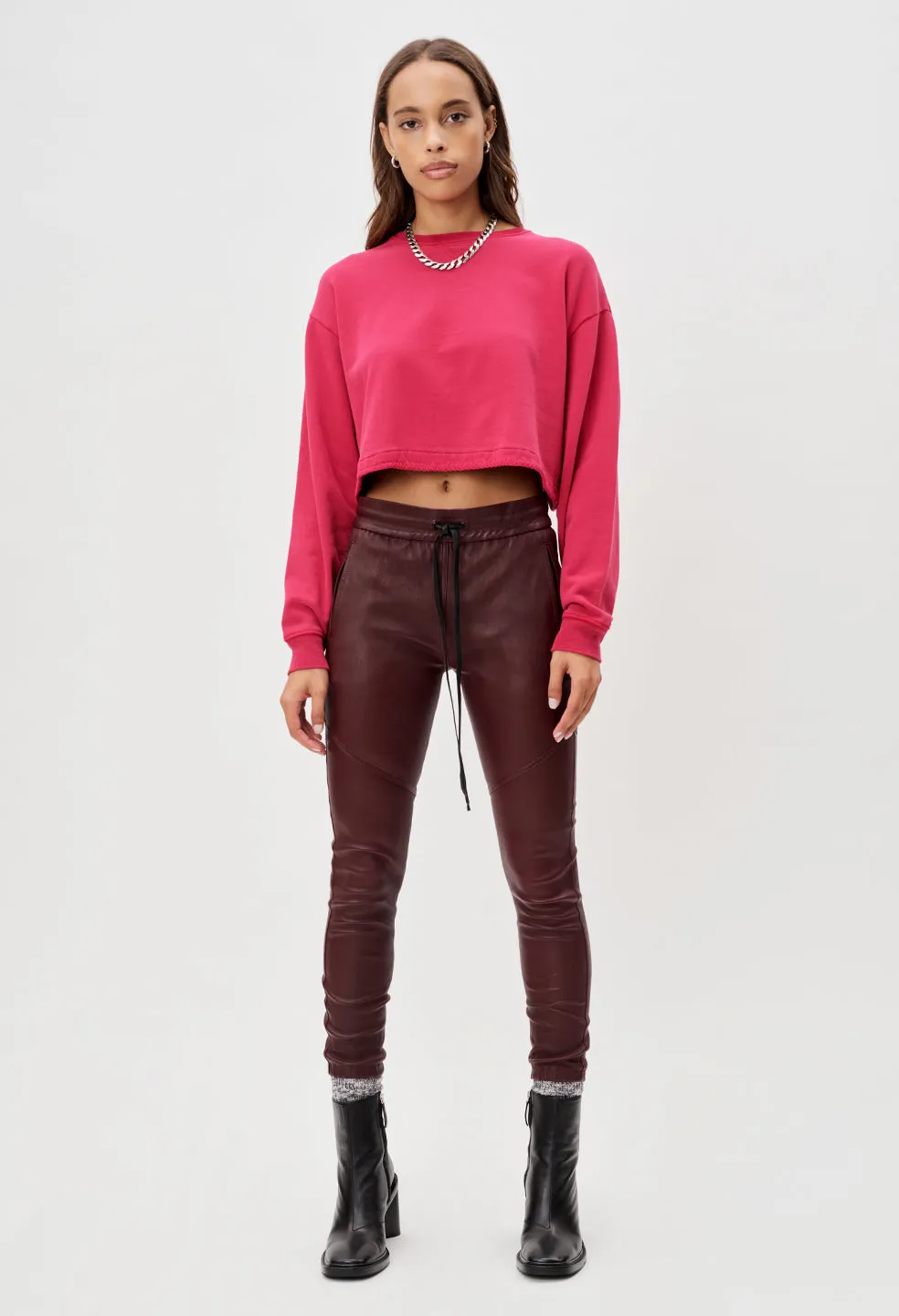 Women's Leather Escobar Pants / Bordeaux