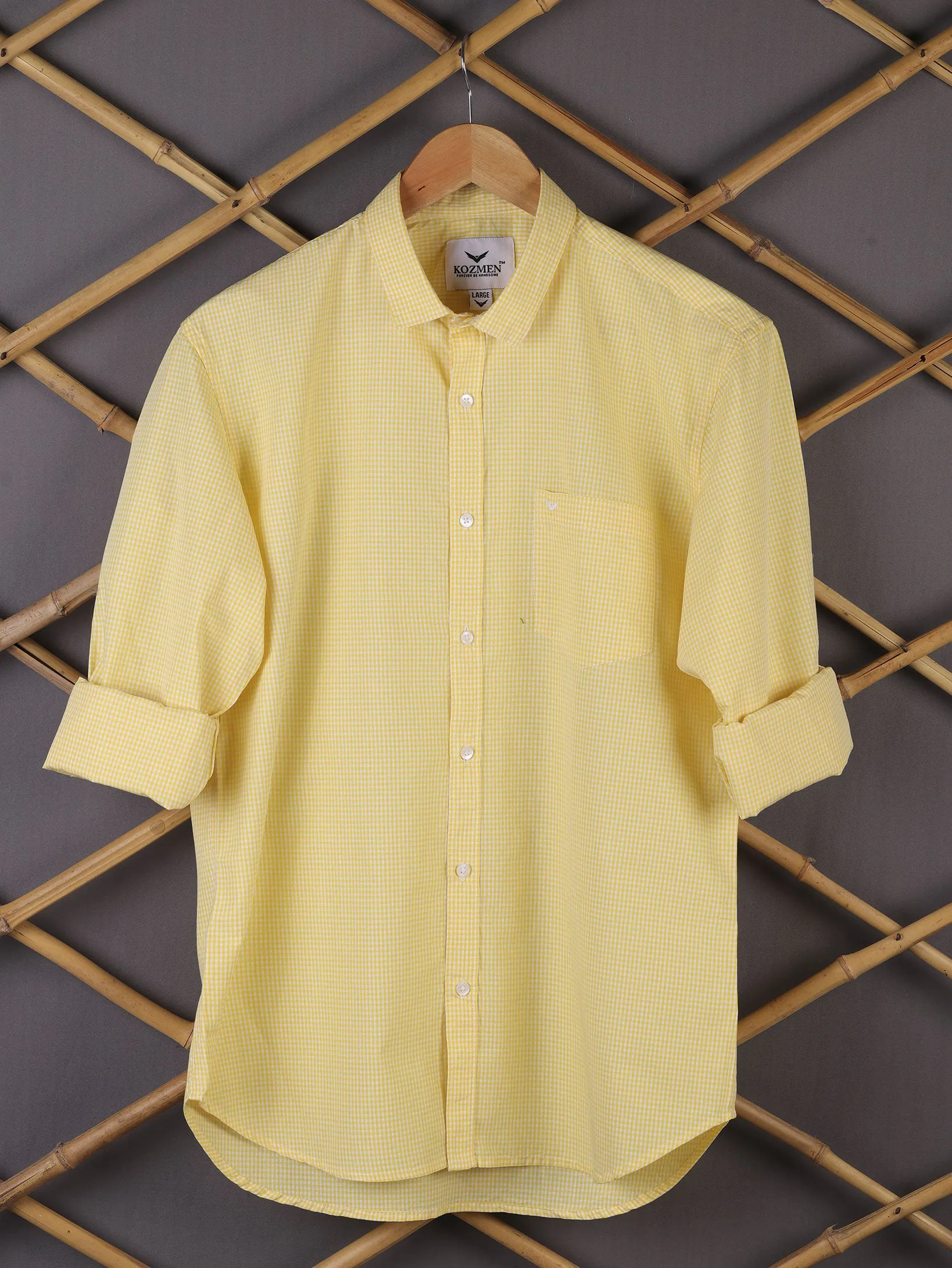 Yellow Premium Quality Gingham Checkered  Shirt